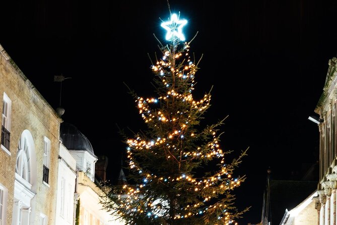 Christmas Mulled Wine Walk of Winchester - A Victorian building lit for Christmas