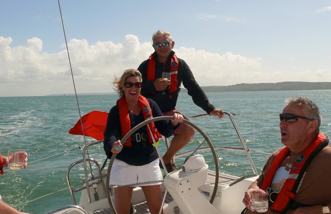 Luxury Sailing Experience Day with Champagne and Lunch or Dinner - Cruising the Solent toward Isle of Wight views