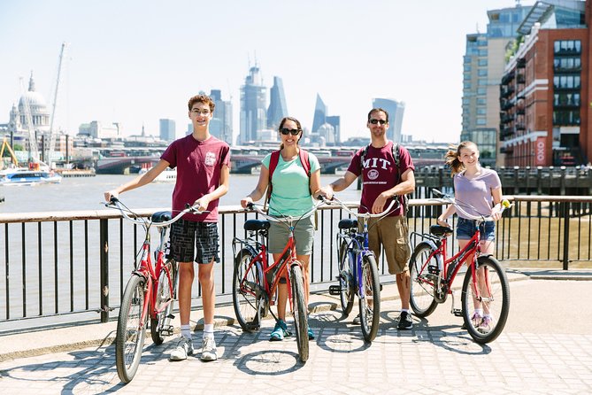 Secrets of London Bike Tour: Thames, Tower Bridge, and Market - Big Ben and the London Eye from the riverfront