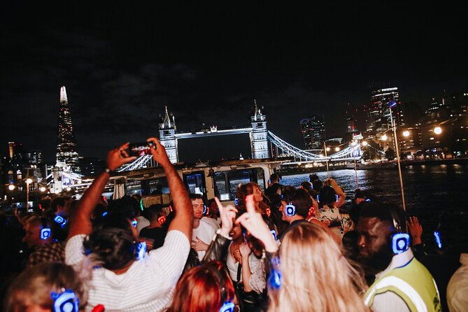 Silent Disco London Thames Boat Party - Past HMS Belfast toward Canary Wharf