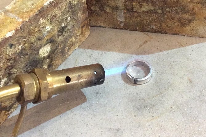 Silver Ring Workshop in Kent, England - Sawing the silver to the right length