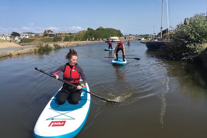 Stand Up Paddle Boarding Journey Down Bude Canal - Getting fitted at The Crescent